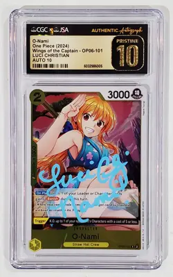 LUCI CHRISTIAN 0-NAMI ONE PIECE SIGNED CARD CGC JSA RARE PRISTINE CARD AUTO 10 - Image 1