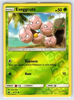 Exeggcute 4/111 2017 Crimson Invasion Pokemon Card Reverse Holo Common - Nm - Image 1