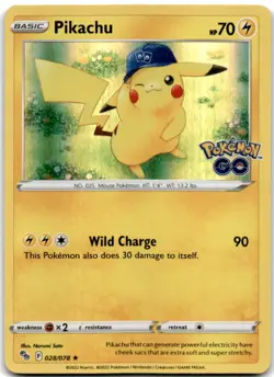 Pikachu (28) Holo Rare Pokemon GO 028/078 NM - Image 1