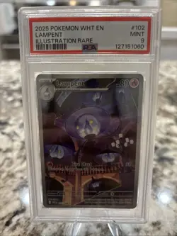 2025 POKEMON WHT EN-WHITE FLARE ILLUSTRATION RARE #102 LAMPENT PSA 9 - Image 1