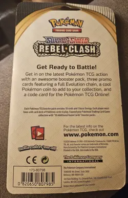 Pokemon TCG S&S: Rebel Clash Blister Booster Pack - w/3 Promos and Coin - NEW - Image 2