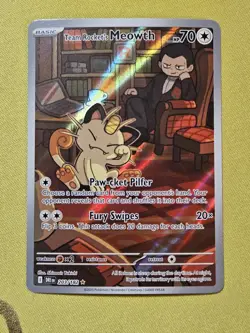 Team Rocket's Meowth Illustration Rare 203/182 Pokemon Destined Rivals NM/M - Image 1