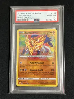 2020 POKEMON VIVID VOLTAGE AMAZING RARE ZAMAZENTA 102/185 PSA 10 - Image 1