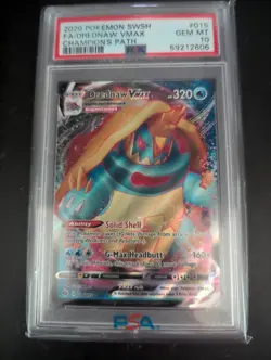 2020 Pokemon Champion's Path DREDNAW VMAX #015 Full Art GEM MINT PSA 10 - Image 1