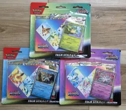Pokemon TCG Prismatic Evolutions Tech Sticker Blister Collection Set X3 New - Image 1