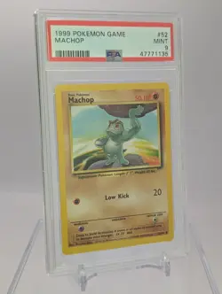 Pokemon 1999 Base Set Unlimited Machop #52/102 PSA 9 MINT - Image 1
