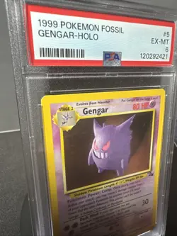 1999 Pokemon TCG PSA EX-MT 6 Gengar Holo Card 5/62 Fossil - Image 2