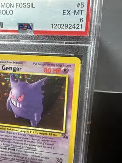 1999 Pokemon TCG PSA EX-MT 6 Gengar Holo Card 5/62 Fossil - Image 3