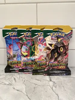 Pokemon Evolving Skies Sleeved Booster Packs Complete Art Set Of 4 Packs. - Image 1