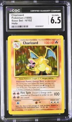 CGC 6.5 Charizard 1999 Base Set 4/102 Holo Pokemon Card - Image 1