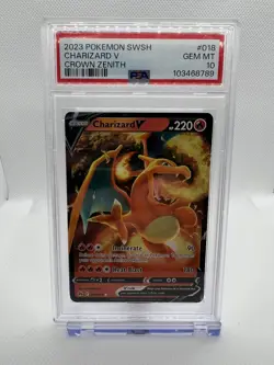 Pokemon TCG Crown Zenith 2023 Charizard V Holo Card PSA 10 Mint #018/159 - Image 1