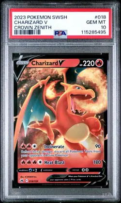 Pokemon TCG Crown Zenith 2023 Charizard v Holo Card PSA 10 Mint #018/159 - Image 1