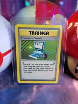 Computer Search 71/102 Pokemon TCG Base Set Unlimited Regular Rare MP - Image 1