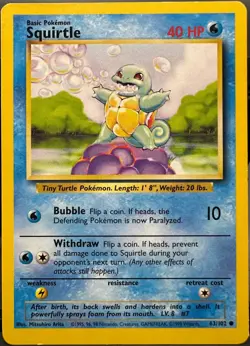 Squirtle 63/102 Base Set Pokemon TCG 1999 LP - Image 1