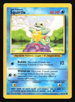 Squirtle 63/102 Base Set Common Pokemon Card - Image 1