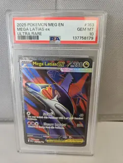 Pokemon 2025 Mega Evolutions Mega Latias EX Ultra Rare #163 PSA 10 - Image 1