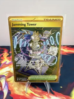Jamming Tower Destined Rivals 243/182 Pokemon Trainer Card TCG Gold Hyper Rare - Image 1