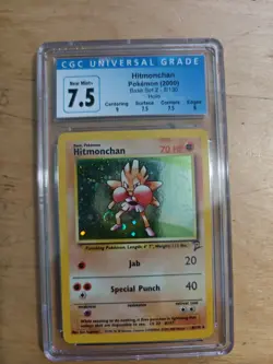 Pokemon Base Set HITMONCHAN 7/102 Holo Foil Card - CGC 7.5 - Image 1