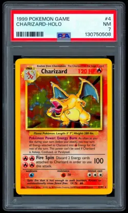 1999 Pokemon CHARIZARD Base Set HOLO RARE Unlimited Edition Card 4/102 - PSA 7 - Image 2