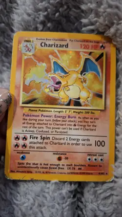 Charizard Holo Rare 4/102 Base Set Pokemon Card 1999 Vintage WOTC MP/HP - Image 1