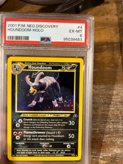 Pokemon 2001 Neo Discovery HOUNDOOM Holo #4 PSA 6 Swirl RARE - Image 1