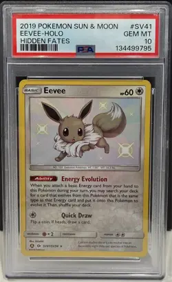 Pokemon TCG Hidden Fates Eevee Holo Shiny Vault PSA 10 GEM MINT - Image 1