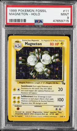 1999 POKEMON FOSSIL #11 MAGNETON-HOLO PSA 9 - Image 1