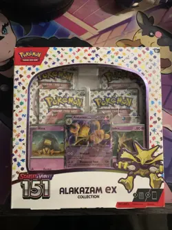 Pokemon TCG Scarlet and Violet - 151 Alakazam ex Collection Box - 4 Packs 820650855269 - Image 1