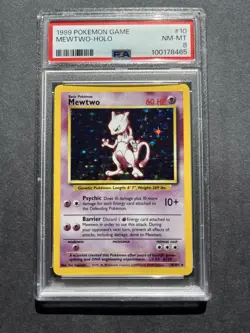 Pokemon TCG Mewtwo Base Set Holo Rare #10/102 PSA 8 60HP Basic Wizards 1999 - Image 1