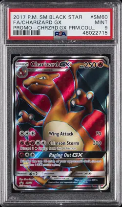 2017 POKEMON SM BLACK STAR PROMO #SM60 FULL ART/CHARIZARD GX PSA 9 - Image 1