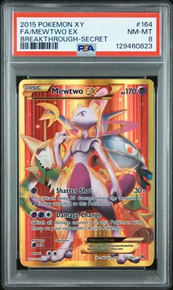 2015 POKEMON XY BREAKTHROUGH SECRET #164 FULL ART/MEWTWO EX PSA 8 - Image 1