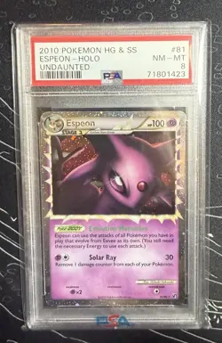 Pokemon Espeon Prime HOLO Undaunted #81 Heart Gold & Soul Silver PSA 8 - Image 1