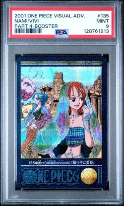 PSA 9 Nami & Vivi Foil One Piece Visual Adventure #135 Bandai Carddass 2001 - Image 1