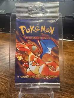 EMPTY 1999 Pokemon Long Stem Base Set Booster Pack Charizard Art WOTC - NO CARDS - Image 1