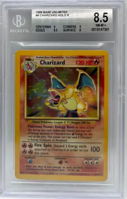 1999 Pokemon Base Set Unlimited Charizard #4 Holo BGS 8.5 - Image 1