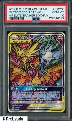 2019 POKEMON SM BSP SM210 FA MOLTRES ZAPDOS ARTICUNO GX HIDDEN FATES ETB PSA 10 - Image 1