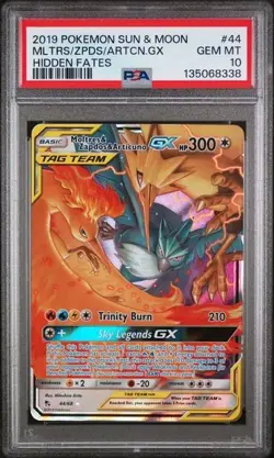 2019 Pokemon Hidden Fates Moltres Zapdos Articuno GX PSA 10 - Image 1