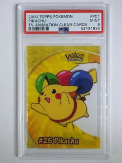 2000 Topps Pokemon Pikachu #PC1 TV Animation CLEAR Plastic Cards - PSA 9 - Image 1