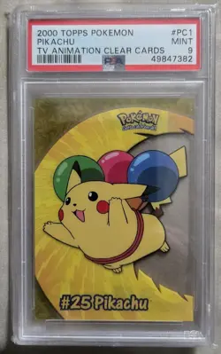 2000 Topps Pokemon TV #PC1 Pikachu Clear Card Animation Series 2 PSA 9 MINT - Image 1