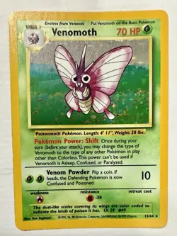 1999 Venomoth 13/64 (No Symbol) Jungle Holo Rare Pokemon TCG - High Grade NP - Image 1