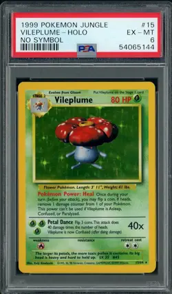 1999 Pokemon Jungle No Symbol #15 Vileplume - Holo PSA 6 EX-MT - Image 1