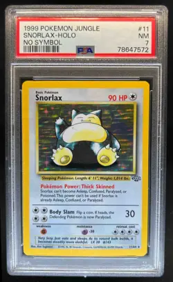 1999 Pokemon Jungle Snorlax Holo No Symbol #11/64 PSA 7 NM - Image 1