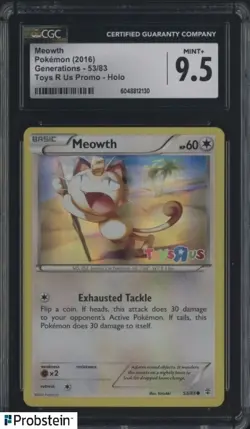 Meowth 2016 Pokemon Generations 53/83 Toys R Us Promo Holo CGC 9.5 MINT+ - Image 1