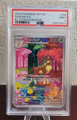 Pokemon TCG Sawsbuck Card 166/162 PSA 9 - Image 1