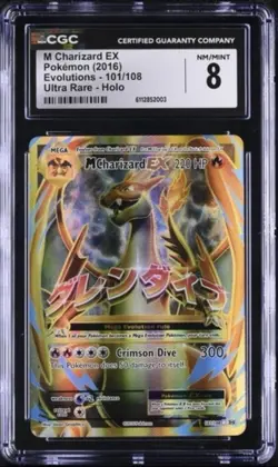 CGC 8 NM/M M Charizard EX 2016 Evolutions 101/108 Ultra Rare Holo Pokemon Card - Image 1