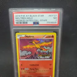 Pokemon Fates Collide PSA 7 Moltres XY127 Prerelease STAFF Promo Card NM - Image 4