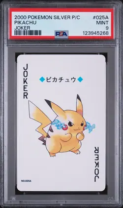 2000 POKEMON SILVER VERSION PLAYING CARDS JOKER #025A PIKACHU PSA 9 - Image 1