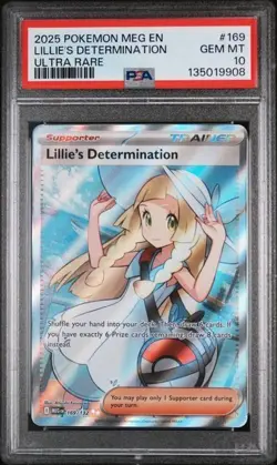 2025 Pokemon Mega Evolution Lillie's Determination Ultra Rare #169/132 PSA 10 - Image 1