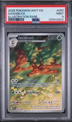 2025 Pokemon SAWSBUCK 92/86 White Flare EN Illustration Rare MINT PSA 9 - Image 1