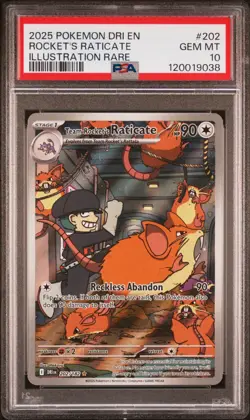 2025 POKEMON DRI EN DESTINED RIVALS 202 TEAM ROCKET'S RATICATE PSA 10 - Image 1